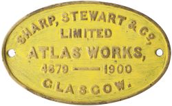 Worksplate SHARP, STEWART & CO LIMITED ATLAS WORKS GLASGOW 4679 1900. Ex SECR R1 0-4-4T number