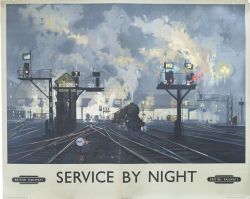 Poster British Railways SERVICE BY NIGHT by David Shepherd. Quad Royal 40in x 50in.In Very good