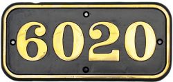 GWR brass cabside numberplate 6020 ex Collett KING HENRY IV. See previous lot for details. Face