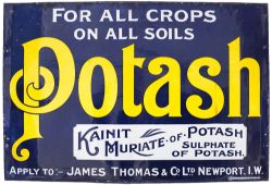 Advertising enamel sign FOR ALL CROPS ON ALL SOILS POTASH KAINIT MURIATE OF POTASH SULPHATE OF