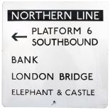 London Transport Underground FF enamel sign NORTHERN LINE PLATFORM 6 SOUTHBOUND BANK, LONDON BRIDGE,