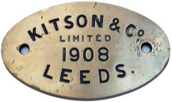 Worksplate KITSON & CO LIMITED LEEDS 1908 ex Cardiff Railway 0-6-2 T designed by Ree, Cardiff