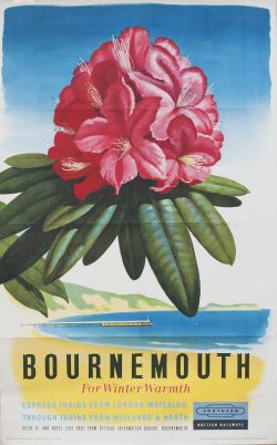 Poster BR BOURNEMOUTH FOR WINTER WARMTH. Double Royal 25in x 40in, published by The Southern