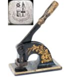 Great Western Railway letter embossing tool. Cast iron lever operated with steel die block with