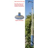 A GWR cast iron yard lamp post complete with frog and electric lamp top complete with enamel