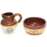 A pair of North British Railway salt glazed earthenware items consisting of a small finger bowl face