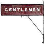 Midland Railway wood with cast iron letters double sided sign GENTLEMEN ex Rowsley Station. In