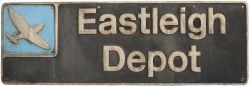 Nameplate EASTLEIGH DEPOT with integral Depot plaque ex BR class 58 58017. Built by BREL Doncaster