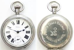 London Brighton and South Coast Railway nickel cased pocket watch with American Waltham Watch Co