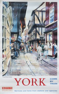 Poster BR YORK THE SHAMBLES by A. Carr Linford, dated 1962. Double Royal 25in x 40in. In excellent