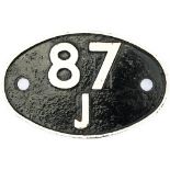 Shedplate 87J Fishguard 1950-1963. Face restored with clear Swindon casting marks to rear.