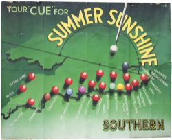 Poster SR YOUR CUE FOR SUMMER SUNSHINE SOUTHERN by Shep (Charles Shepherd). Quad Royal 40in x
