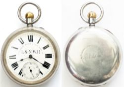 London and North Western Railway nickel cased pocket watch with Lancashire Watch Co Ltd lever