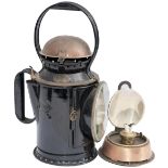 GWR 3 aspect Wrights Patent coppertop handlamp stamped GWR on the side and brass plated WRIGHTS