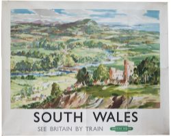 Poster BR(W) SOUTH WALES SEE BRITAIN BY TRAIN by Johnston. Quad Royal 40in x 50in. In good condition