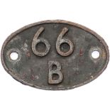 Shedplate 66B Motherwell 1950-1963 with sub shed Morningside to 1954. In as removed condition.
