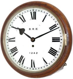 Great Eastern Railway 12in dial mahogany cased railway clock with a chain driven English fusee