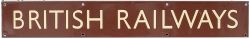 BR(W) enamel Double Royal poster board heading BRITISH RAILWAYS. Measures 27in x 4in and is in