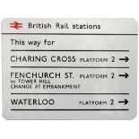 London Transport Underground FF enamel sign BRITISH RAIL STATIONS THIS WAY FOR CHARING CROSS PLAT