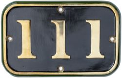 GWR brass cabside numberplate 111 ex Churchward 4-6-2 Pacific THE GREAT BEAR. Built at Swindon in