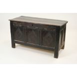 A joined oak chest, 17th century,