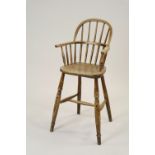 A child's ash wood high chair, 19th century,