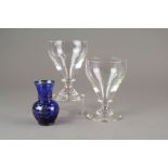 A set of six 19th century sundae style glasses on stems,