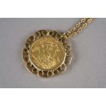 A half sovereign set pendant, within pendant mount,