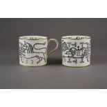 A pair of Wedgwood Queen Elizabeth II 1953 Coronation mugs designed by Richard Guyatt, 10.