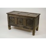 A joined oak chest, 17th century,