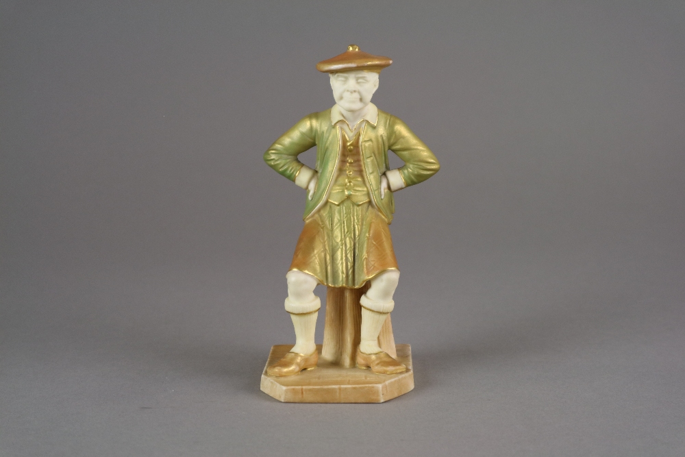 A Royal Worcester model of a Seated Scotsman modelled by James Hadley from the Countries of the
