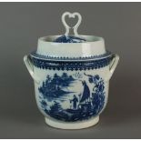 A Caughley ice pail and cover, lacking liner, transfer-printed with the Pleasure Boat pattern,