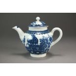 A small Caughley teapot and cover transfer-printed in the Pleasure Boat pattern, 11.