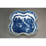 A Caughley square form dessert dish in the Full Nankin pattern, unmarked, circa 1785,