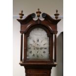 A George III oak and chequer strung longcase clock,