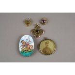 An enamelled silver brooch with George and the Dragon decoration,