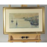 M F Lindham (early 20th century) Harbour scenes with moored fishing boats, signed lower right,