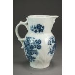 A small Caughley cabbage leaf mask head jug transfer-printed in the Bouquets pattern, circa 1785,