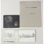 Folio of sketches depicting Edwardian figures and outdoor scenes,