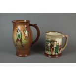 A Royal Doulton jug decorated in relief with Golfers, D5716, 24cm high,