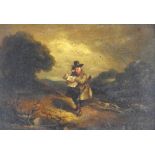 Circle of Charles Towne (1763-1840) A gentleman with a map and gun in a windy landscape,