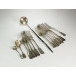 A collection of silver flatware