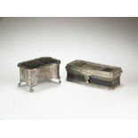 Two silver and tortoiseshell mounted boxes