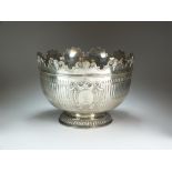 A large silver punch bowl