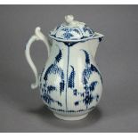 A Worcester porcelain sparrow beak milk jug and cover, indistinctly marked,