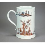 A Worcester porcelain mug in the Question Mark Island pattern, circa 1754-56,