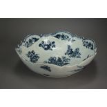 A Worcester porcelain junket dish transfer-printed in the Pine Cone pattern, circa 1775,