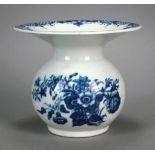 A Worcester porcelain spittoon transfer-printed in the Three Flowers pattern, circa 1775,