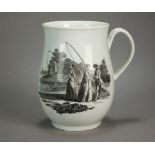 A Worcester baluster form mug transfer-printed in black,