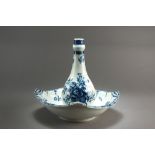 A Worcester guglet and basin transfer-printed in blue with the Pine Cone pattern, circa 1770-80,